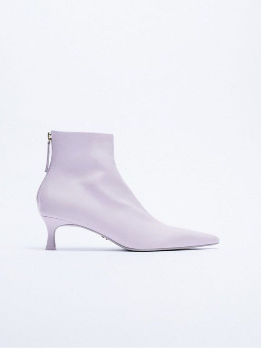 Zara Pointed Toe Kitten Heel Leather Booties Size 39